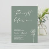 Minimalist Sage Green Floral Rehearsal Dinner  Kaart (Staand voorkant)