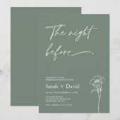 Minimalist Sage Green Floral Rehearsal Dinner  Kaart (Voorkant / Achterkant)