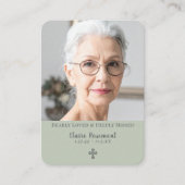Minimalist Sage Green Funeral Prayer Card Visitekaartje (Voorkant)