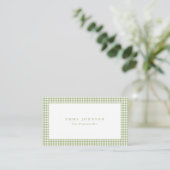 Minimalist Sage Green Gingham Plaid Visitekaartje (Staand voorkant)