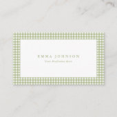 Minimalist Sage Green Gingham Plaid Visitekaartje (Voorkant)