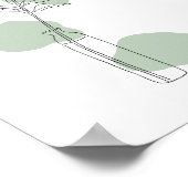 Minimalist  Sage Green Leaves Line Art  Poster (Hoek)