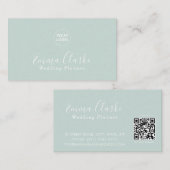 Minimalist Sage Green Scan Code Business Card Visitekaartje (Voorkant / Achterkant)