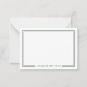 Minimalist Sage Green Two Border Monogram Notitiekaartje (Voorkant)
