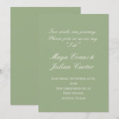  Minimalist Sage Green & Warm White Wedding  Kaart (Voorkant / Achterkant)