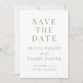 Minimalist Sage Green Wedding Save the Date (Voorkant)