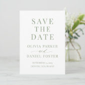 Minimalist Sage Green Wedding Save the Date (Staand voorkant)