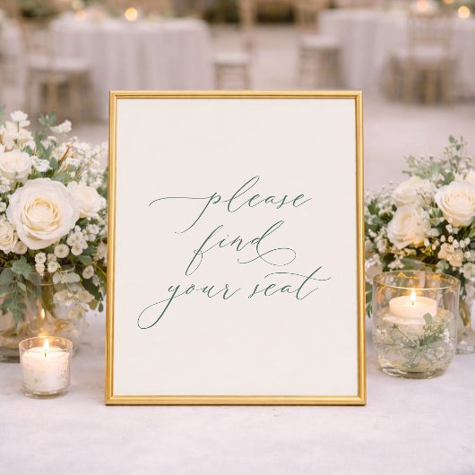 Minimalist Sage Green Wedding Seating Sign Poster