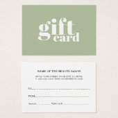 Minimalist Sage Green White Salon Visitekaartje (Voorkant /achterkant)