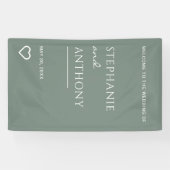 Minimalist Sage Green with Heart Modern Wedding  Spandoek (Horizontaal)