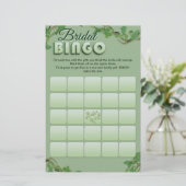 Minimalist Sage Greenery Bridal Shower Bingo Game  (Staand voorkant)