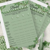 Minimalist Sage Greenery Scattergories Bridal Game