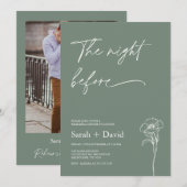Minimalist Sage Photo Floral Rehearsal Dinner  Kaart (Voorkant / Achterkant)