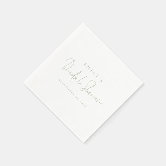 Minimalist Sage Script Naam Datum Vrijgezellenfees Servet (Hoek)