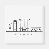 Minimalist San Antonio Skyline Line Art Magneet (Voorkant)
