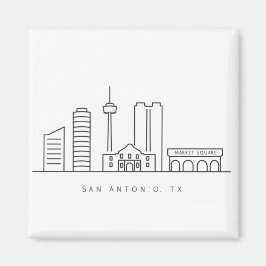 Minimalist San Antonio Skyline Line Art Magneet