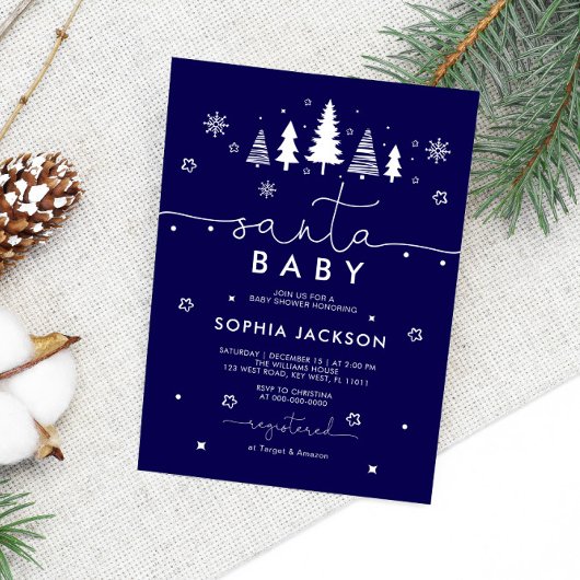 Minimalist Santa Baby shower Invitation V2 Kaart