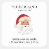 Minimalist Santa Christmas Candle Vierkante Sticker (Voorkant)