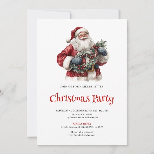 Minimalist Santa Claus Custom Holiday Dinner   Kaart (Voorkant)