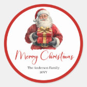 Minimalist Santa Claus Modern Christmas Label (Voorkant)