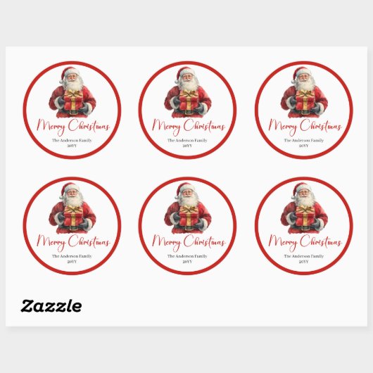 Minimalist Santa Claus Modern Christmas Label (Vel)