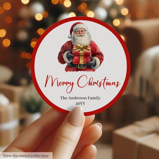 Minimalist Santa Claus Modern Christmas Label