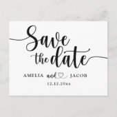 Minimalist Save the Date Black & White Postcard Briefkaart (Voorkant)