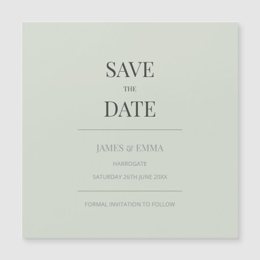 Minimalist Save the Date Card | Pale Sage Green (Voorkant)