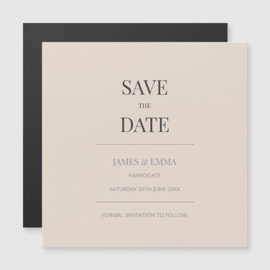 Minimalist Save the Date Card Soft Latte (Voorkant / Achterkant)