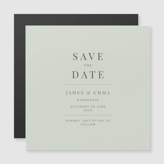 Minimalist Save the Date Pale Sage (Voorkant / Achterkant)