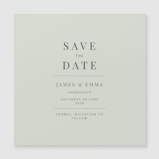 Minimalist Save the Date Pale Sage (Voorkant)