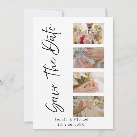 Minimalist Save The Date Wedding Card With photos Kaart (Voorkant)