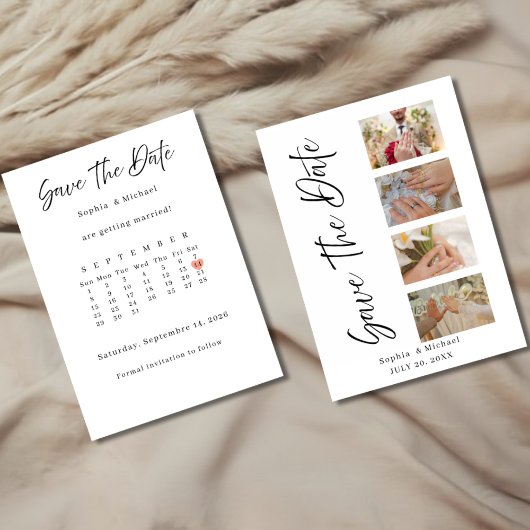 Minimalist Save The Date Wedding Card With photos Kaart