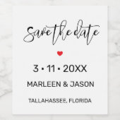 Minimalist Save the date Wine Label Wijn Etiket (Enkel label)