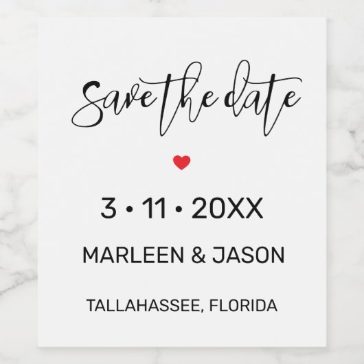 Minimalist Save the date Wine Label Wijn Etiket (Enkel label)