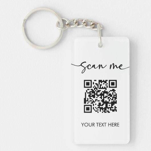 Minimalist Scan Me QR Code Logo Visitekaartje Sleutelhanger (Voorkant)