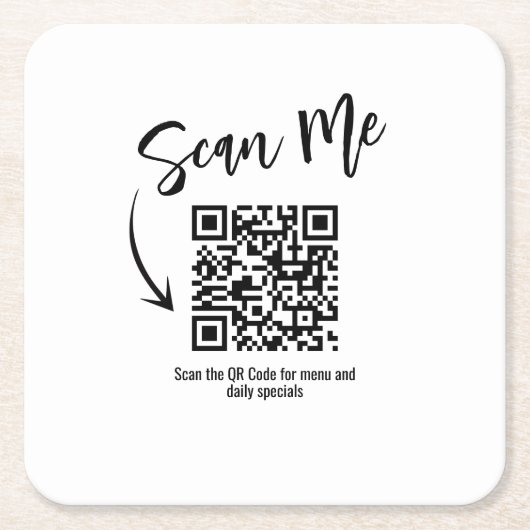 Minimalist Scan Me QR Code Restaurant Design Kartonnen Onderzetters (Voorkant)