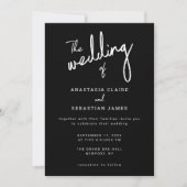 Minimalist Script Black and White Photo Wedding Kaart (Voorkant)