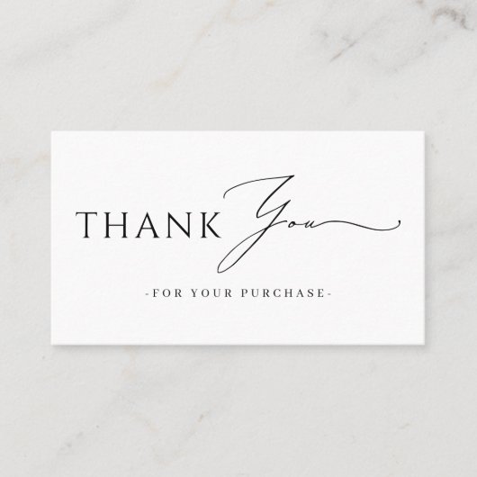 Minimalist Script Branded Modern Thank You Visitekaartje (Voorkant)