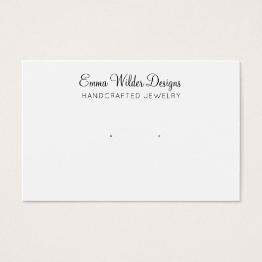 Minimalist Script Earring Display Card Visitekaartje (Voorkant)