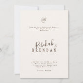 Minimalist Script Floral Monogram Rehearsal Dinner Kaart (Voorkant)