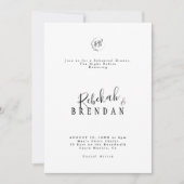 Minimalist Script Floral Monogram Rehearsal Dinner Kaart (Voorkant)