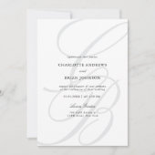 Minimalist Script Font Monogram QR Code Wedding Kaart (Voorkant)