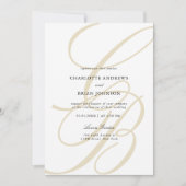 Minimalist Script Font Monogram QR Code Wedding Kaart (Voorkant)