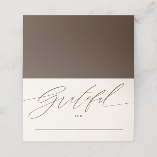 Minimalist Script Grateful For Thanksgiving  Plaatskaartje (Buitenkant ongevouwen)