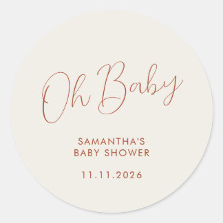 Minimalist Script ivory Oh Baby Ronde Sticker