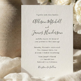 Minimalist Script Ivory Photo Wedding Kaart