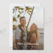 Minimalist Script Mele Kalikimaka Beach Photo Feestdagenkaart (Voorkant)