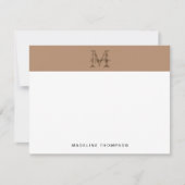 Minimalist Script Metallic Taupe Gold Monogram Notitiekaartje (Voorkant)