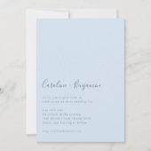 Minimalist Script Modern Simple Soft Blue Wedding Kaart (Voorkant)